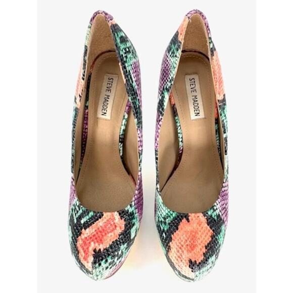 Steve Madden “Nala Green” Snakeskin Print Platform 5” Pumps! Size 9.5 - Picture 3 of 8